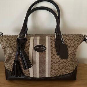 Coach Signature Satchel in Brown and Tan